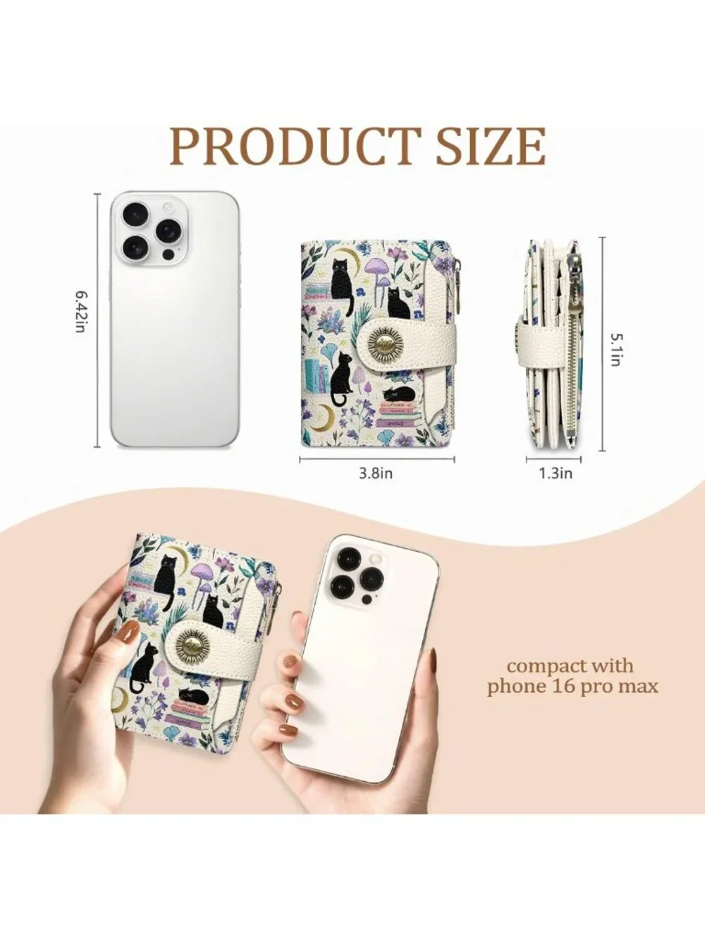 Cute Cat Bifold Wallet for Women | RFID Blocking Small Credit Card Holder